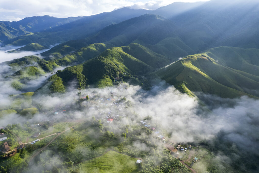 Vista aérea de las montañas de Ha Giang 