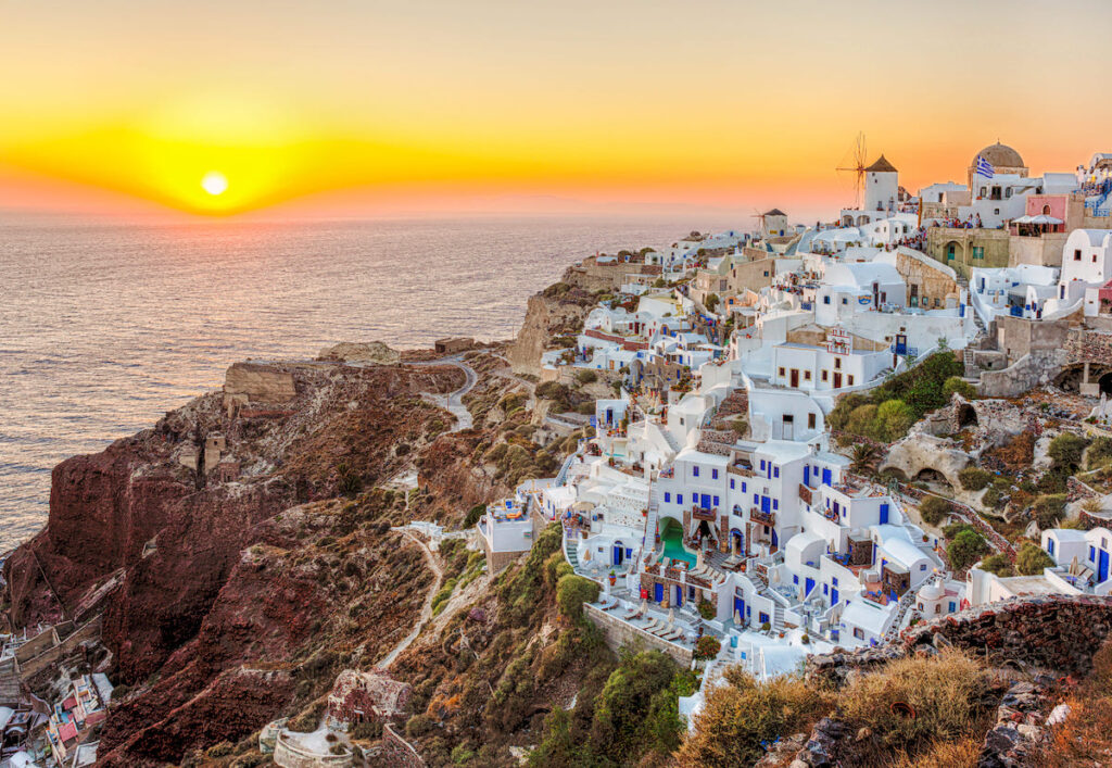 Atardecer en la isla griega Santorini