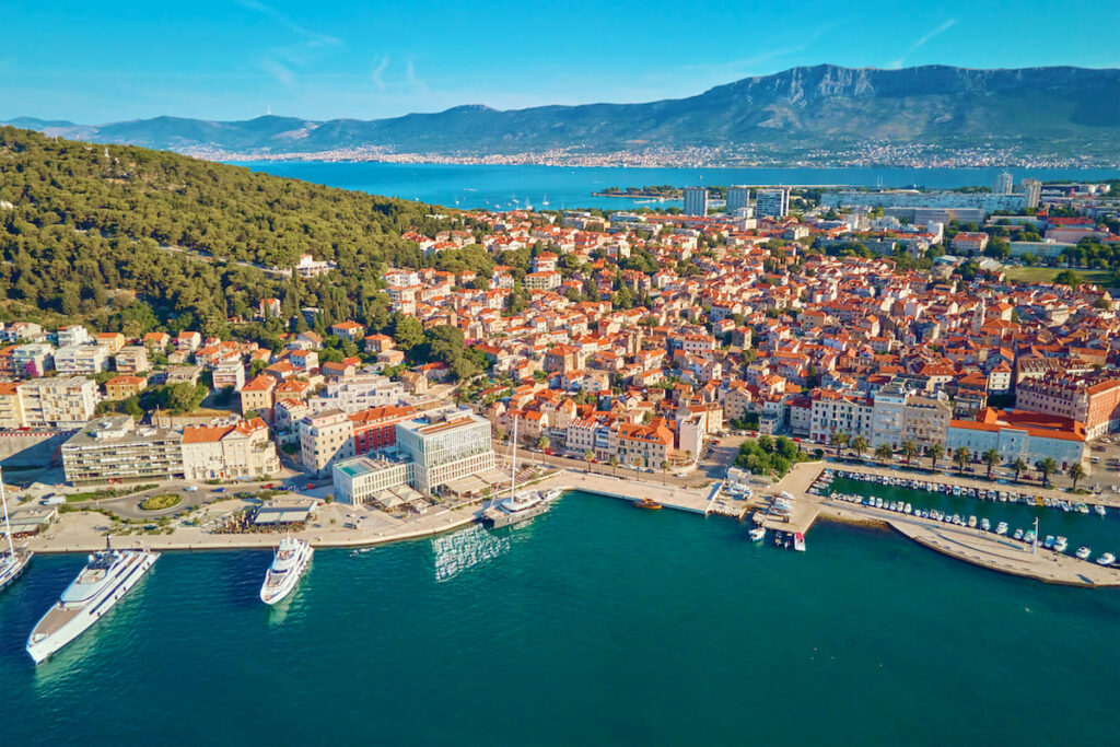 Vista aérea del casco antiguo de Split, Croacia