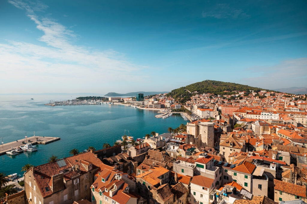 Vista aérea del puerto de Split, Croacia