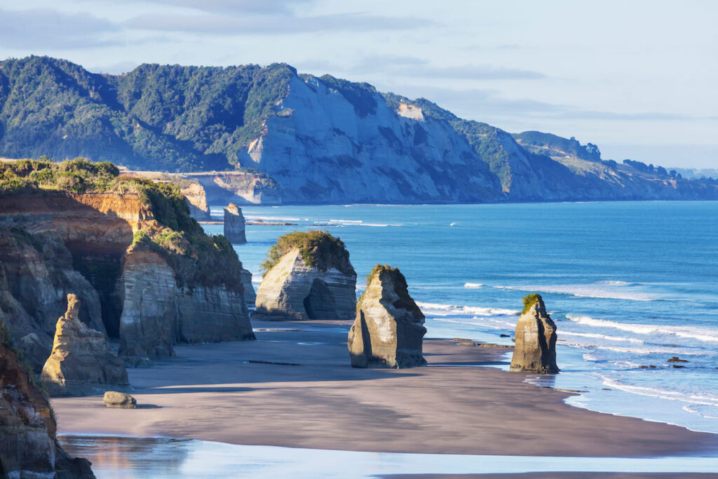 Vista panorámica de las playas de Isla Norte en Nueva Zelanda 