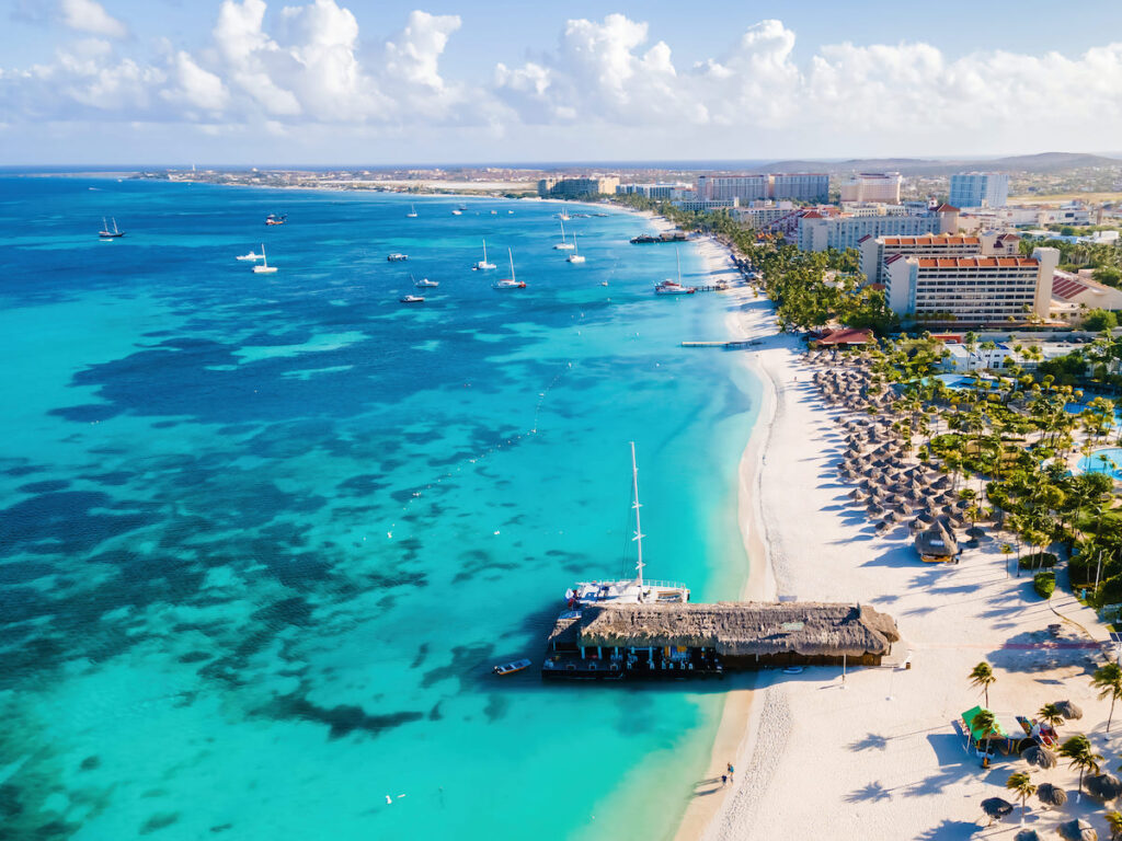 Vista panorámica de Aruba, en el Caribe