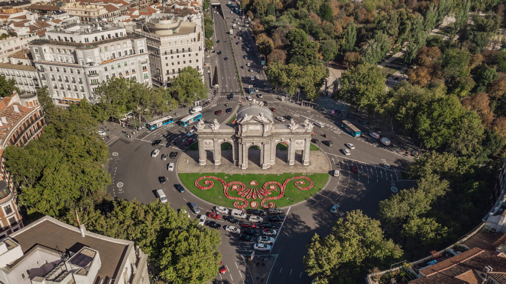 Vista aérea de la Puerta de Alcalá, Madrid