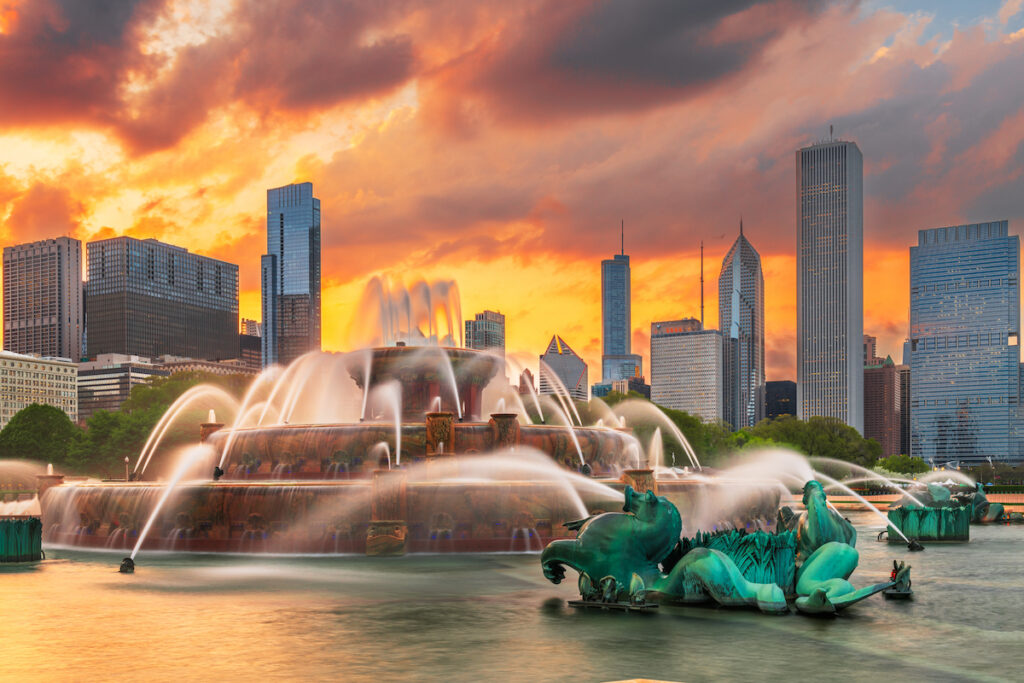 Backinhgam Fountain en Gran Park - Chicago, Estados Unidos