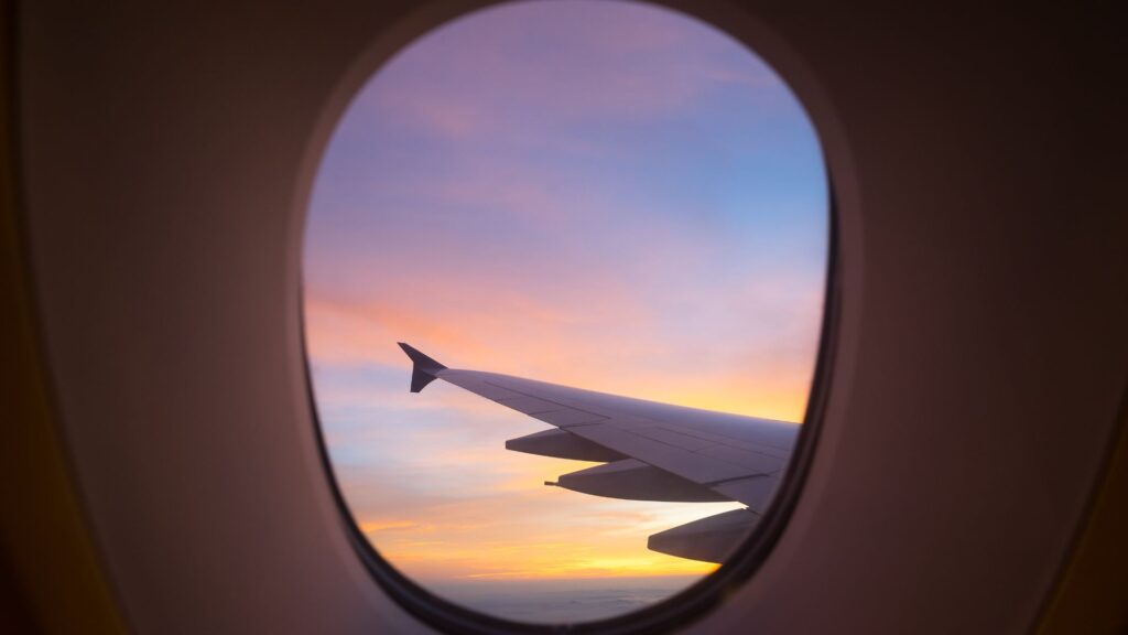 Foto de la ventana del avión